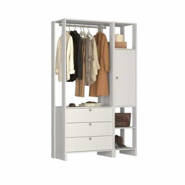 Imagem de Closet com 1 Cabideiro, 1 Porta com 2 prateleias e 4 nichos externos E