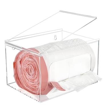 Imagem de Aphbrada Dispensador de saco de lixo extra grande com tampa, dispensador de saco de lixo de acrílico sob a pia - Suporte de saco de lixo para montagem na parede, dispensador adequado para saco de lixo