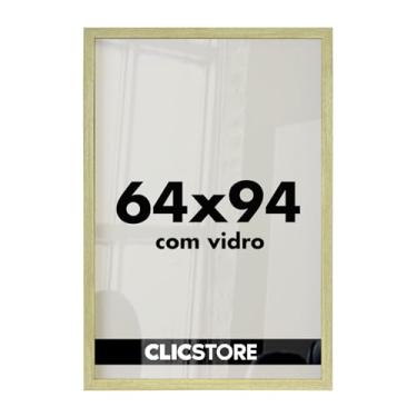 Imagem de Moldura Decorativa 64x94 cm p/Quadro Pôster Imagem Fotografia Painel Decorativo com Vidro Parede Sala Quarto Escritório (Carvalho)