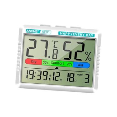 Imagem de IEUDNS Termohigrômetro Clima Conforto Lembrete de Relógio 24 horas Higrômetro Interno para Escritório Quarto Gerenciamento Eficiente de Tempo, Gato Cinzento