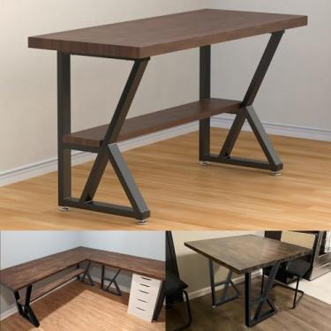 Imagem de Pernas de mesa de móveis de metal preto resistente de 71 cm, pernas de mesa altas com protetor de pés ajustáveis, pernas de mesa de escritório faça você mesmo/pernas de mesa de jantar/pernas de móveis