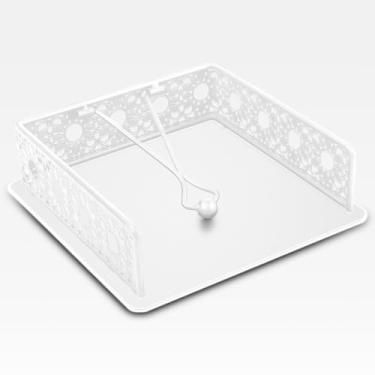 Imagem de Haliafancy Porta-guardanapos para mesa, organizador de metal com bola de ferro de braço resistente e borda de girassol vintage para cozinha, casa, bancada, fazenda, bar, restaurante (ferro branco)