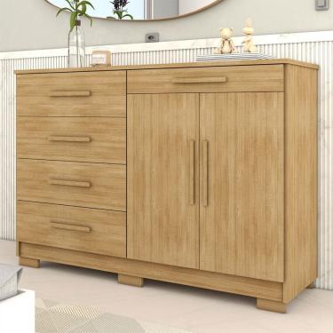 Imagem de Cômoda Tailândia 2 Portas 5 Gavetas Natural/Brisa - Panorama Móveis