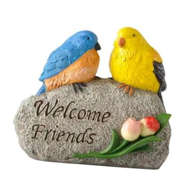 Imagem de WeiLaiKeQi Estátua do jardim de resina, flores decorativas de escultura de figura externa na estatueta de pedra para vasos de plantas de quintal Pátio