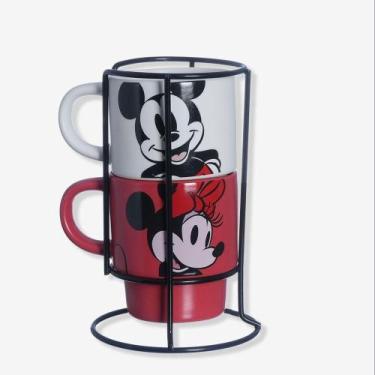 Imagem de Kit Canecas Mickey Mouse e Minnie Mouse Empilháveis 180ml - ZonaCriati