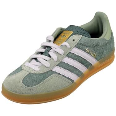 Imagem de adidas Tênis masculino Gazelle Indoor, Verde mineral/prata amanhecer/verde prateado, 40