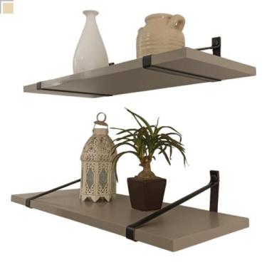 Imagem de Prateleira Branca Alça Couro  2 Unidades 60x25 Suspensa Mdf - Inffinit