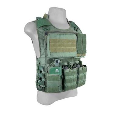 Imagem de Colete Modular Tático Close 3a + 5 Acessórios JA Rio Militar, Verde, P