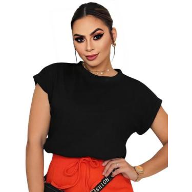 Imagem de Camiseta Manga Dobrada Blusinha Feminina Tshirt Blusa Algodão - Doce B