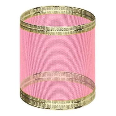 Imagem de Fita Voil Aramada Rosa E Ouro 7,4cm X 10m - Fitas Regina Woldmann, Our