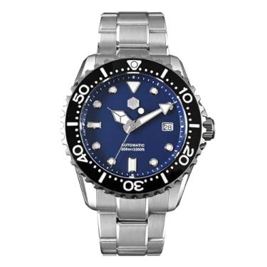 Imagem de San Martin Relógio masculino SN0009G - 44 mm NH35 Movimento Automático Relógios Mecânicos 30 Bar Impermeável Cristal Safira Luminoso, Azul