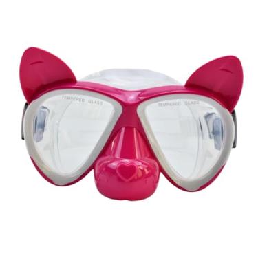 Imagem de Colaxi Máscara de mergulho máscara de mergulho Óculos de natação Visão larga Vista segura Máscara de mergulho com mergulho de mergulho para esportes , Rosa