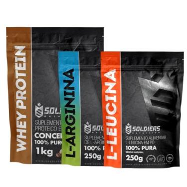 Imagem de Kit: Whey Concentrado 1kg + Arginina 250g + Leucina 250g - 100% Importado - Soldiers Nutrition Sabor:Mocaccino
