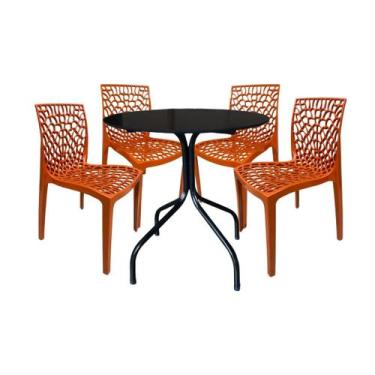 Imagem de Jogo Mesa Moema 80X80 Preta Com 4 Cadeiras Gruvyer Terracota Cafeteria