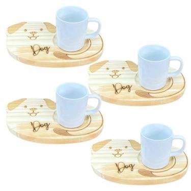 Imagem de Jogo 4 canecas porcelana 120ml com pires pinus cachorro - Antilope Dec