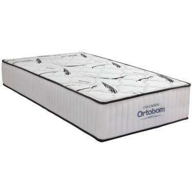 Imagem de Colchão Solteiro 88x188x28 Espuma Hr45 Bordado Highfoam Cinza Branco - Ortobom