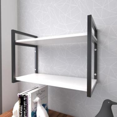 Imagem de Prateleira industrial com dois niveis aço preto 40x30x60 - E-nichos