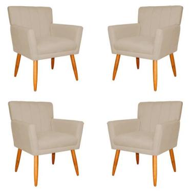 Imagem de Kit 4 Poltronas Decorativa para Sala de Estar Cecília Suede Bege - Mon