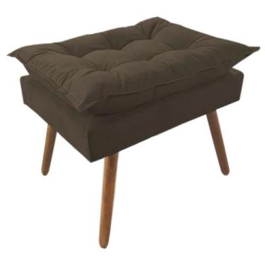 Imagem de Puff Decorativo Opalla Pés Palito Suede Marrom - DS Estofados - Estopa