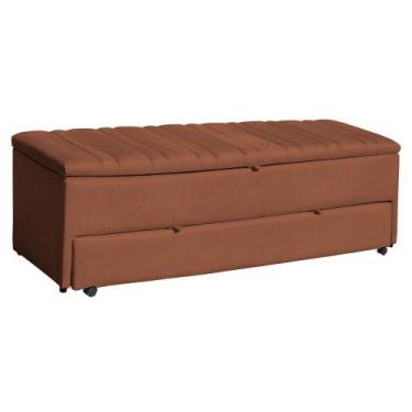 Imagem de Calçadeira Recamier Baú Sapateira Ayla Veludo Casal 140cm Tampo Reto -