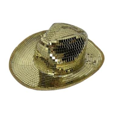 Imagem de Colaxi Chapéu de cowboy moderno com proteção solar para festas de cosplay e acessórios de viagem, Ouro