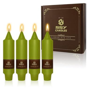 Imagem de Vela curta afunilada de 12,7 cm, pacote com 4 velas grama, verde, sem fumaça, castiçais cônicos sem cheiro para jantar de Natal, decoração doméstica, castiçais
