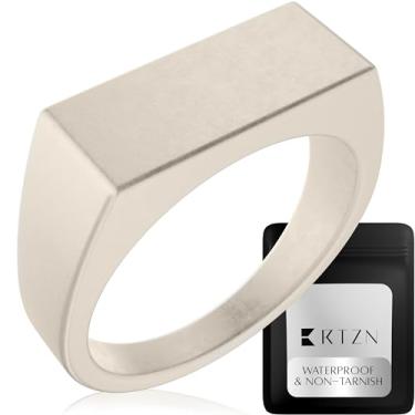 Imagem de RTZN® Anéis de sinete para homens — Anéis masculinos de aço inoxidável premium — 100% à prova d'água e não mancha, simples, anel masculino com sinete dourado/prata para homens (tamanho: 6-12), 10, Aço