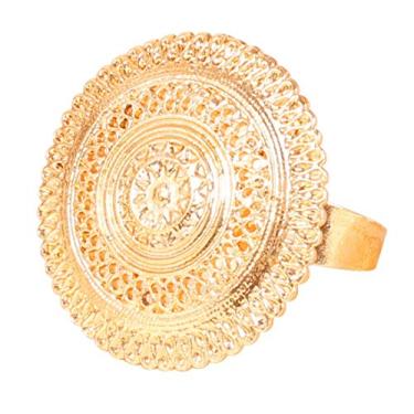 Imagem de Touchstone New Indian Bollywood Pretty Royal Rajwada Floral Rico Tamanho Ajustável Designer Casamento Joia Anel de Coquetel Dedo em Tom Dourado para Mulheres.