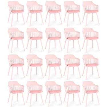 Imagem de Kit 20 Cadeiras de Jantar Estofada Marcela - Rosa - Magazine Decor
