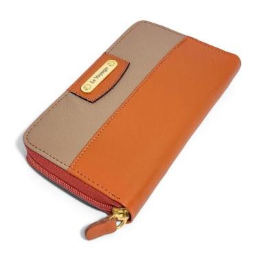 Imagem de Carteira De Couro Feminina Grande Com Zíper Espelho Cartões - Le Voyag
