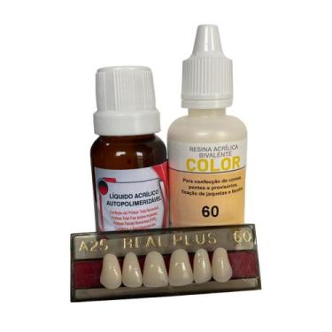 Imagem de Kit cola cor do dente + dente provisório resina acrílica a25 (tamanho 