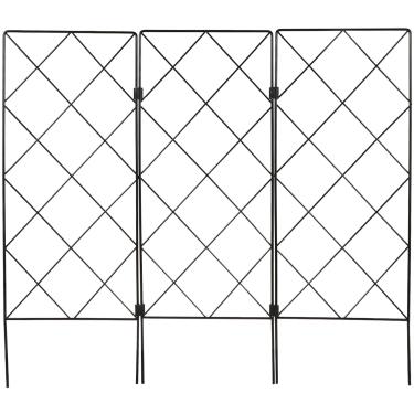 Imagem de YARNOW Treliça de jardim para suporte de plantas para escalada de vinhas e flores, suportes dobráveis de arame de metal, painéis de grade para Ivy Rose Pepino, Clematis Preto