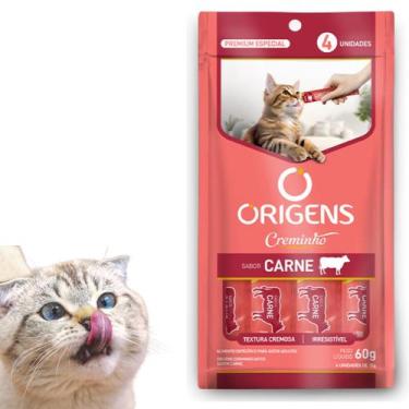 Imagem de Kit Com 4 Tubos Petiscos Para Gatos Origens Creminho Sabor Carne 60g