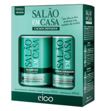 Imagem de kit Shampoo e Condicionador Eico Salão em Casa Cachos Definidos 850ml