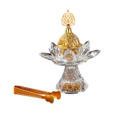 Imagem de FLCPJGV Queimador de incenso de vidro, queimador de incenso arabiano de queimador de bakhoor, lotus incenso cio para inauguração, sala de estar, spa,