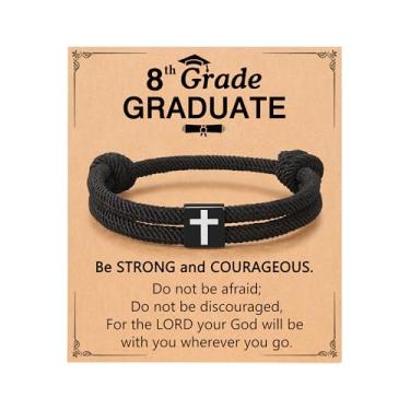 Imagem de UNGENT THEM Pulseira de corda trançada cruzada para homens, mulheres, Páscoa, batismo, Natal, Dia dos Namorados, presentes para casais, filho, filha, irmão, adolescentes, meninas, 13 inch, Sem pedras