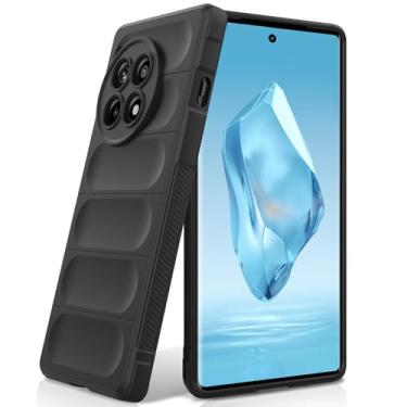 Imagem de BonYonka Capa de silicone para OnePlus 12R, forro de microfibra antiarranhões, capa à prova de choque com proteção para câmera, preta