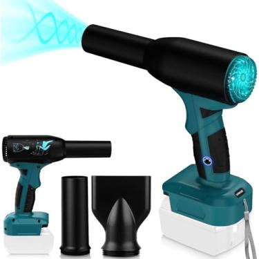 Imagem de Ventilador sem fio de 3 engrenagens para bateria de íon de lítio Makita de 18 V, espanador de ar comprimido YUHDWRE 90000RPM super 400W para soprador de folhas Makita 18 V para teclado de computador
