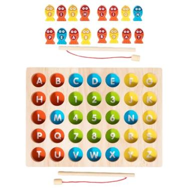 Imagem de Brinquedo de aprendizagem de pesca de, jogo de tabuleiro de pesca de letras|Brinquedo de pesca com letras e números - Brinquedo educacional de matemática leve, placa de pesca com números eng