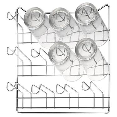 Imagem de Escorredor Secador Porta Copos de Parede 12 Lugares Inox Cromo