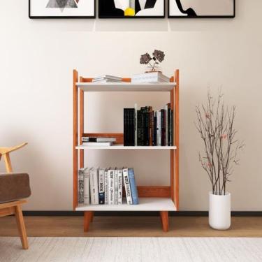 Imagem de Estante Organizadora Para Livros Multiuso Com Pés em Madeira Maciça - 