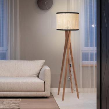 Imagem de Luminária De Chão Cúpula  Madeira quadripé CRISTAL Luxo - A7home