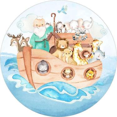 Imagem de Painel Redondo Tecido Sublimado 3D Arca De Noé Frd-5770