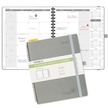 Imagem de POPRUN Agenda mensal 2025-2026 com encadernação espiral (21 cm x 26 cm) calendário de 18 meses (julho de 2025 a dezembro de 2026) - 4 páginas por mês com despesas e notas mensais, início de domingo