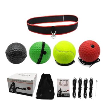 Imagem de XUNUOHEALTH Conjunto Ultimate Reflex Ball Boxing – 4 React Reflex Ball Plus 2 Bandanas Ajustáveis, Ótimo para Treinamento de Reflexo, Foco e Mão Eye Coordenação para Boxe, MMA e Krav Mega (4 Bolas)
