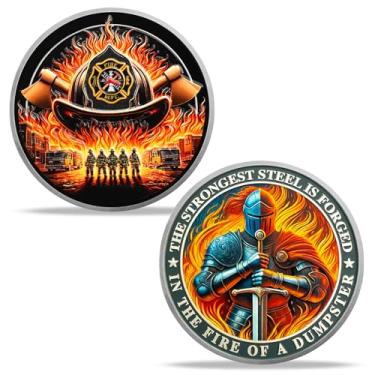 Imagem de BHealthLife Moeda do Desafio de Bombeiro Cavaleiro da Chama - Moeda Memorial de Machado de Fogo para Homens Pai Irmão - Obrigado pelo Seu Serviço Presentes para Bombeiros