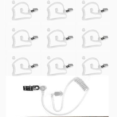 Imagem de Fone de ouvido de tubo de bobina acústica para rádios bidirecionais, compatível com Baofeng, Motorola, Kenwood, Retevis, Midland, Walkie Talkie (fones de ouvido brancos com clipe, pacote com 10)