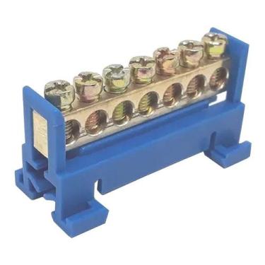 Imagem de Barramento Neutro 7 Furos Base Azul Para Trilho Enerbras, Azul