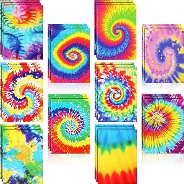 Imagem de Tenceur 100 blocos de notas tie dye, pastel, pequenos, multicoloridos, cadernos de bolso, a granel, material escolar, tie dye, artigos para festa de aniversário, presentes de agradecimento ao