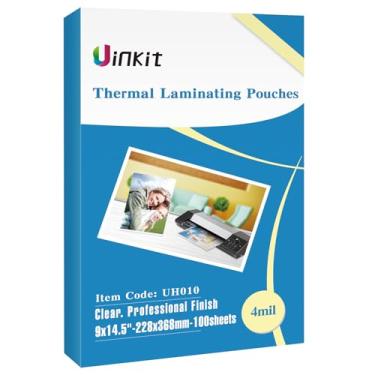 Imagem de Bolsas legais de laminação térmica 22,8 x 36,8 cm tamanho ofício 100 pacotes de folhas de laminação brilhantes transparentes com bolsos de laminador Uinkit (9 x 14,5 x 100 – 4 mil)